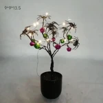 Senmasine Diy Table Home Spooky Party Haunted Houses Decoration Small Bell Black Glitter Spider Led Halloween Potted Tree