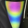 sewing iridescent stretch rainbow reflective glass fabric material for bag fashion clothing or jacket