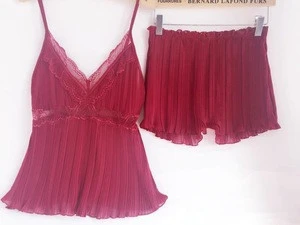 Sexy suspenders pyjamas female summer ice silk thick suit spring summer pyjamas shorts two sets of home wear thin back