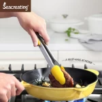 Silicone Free Non-Stick Stainless Steel Kitchen BBQ Cooking Grilling Locking Food Tongs