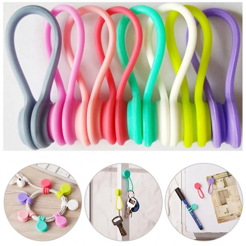 Silicone Magnetic Earphone Cord Winder Wire Cable Organizer Holder Magnet Headphones Winder Cables Storage Clips