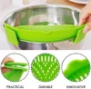 Silicone Snap Strainer Hands free Clip on Heat Resistant Colander Pour Spout for Pasta Vegetable Noodles Pot bowl Pan