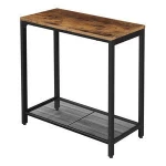 Simple square easy assembly industry rustic brown wood wooden metal hallway console table for entryway living room
