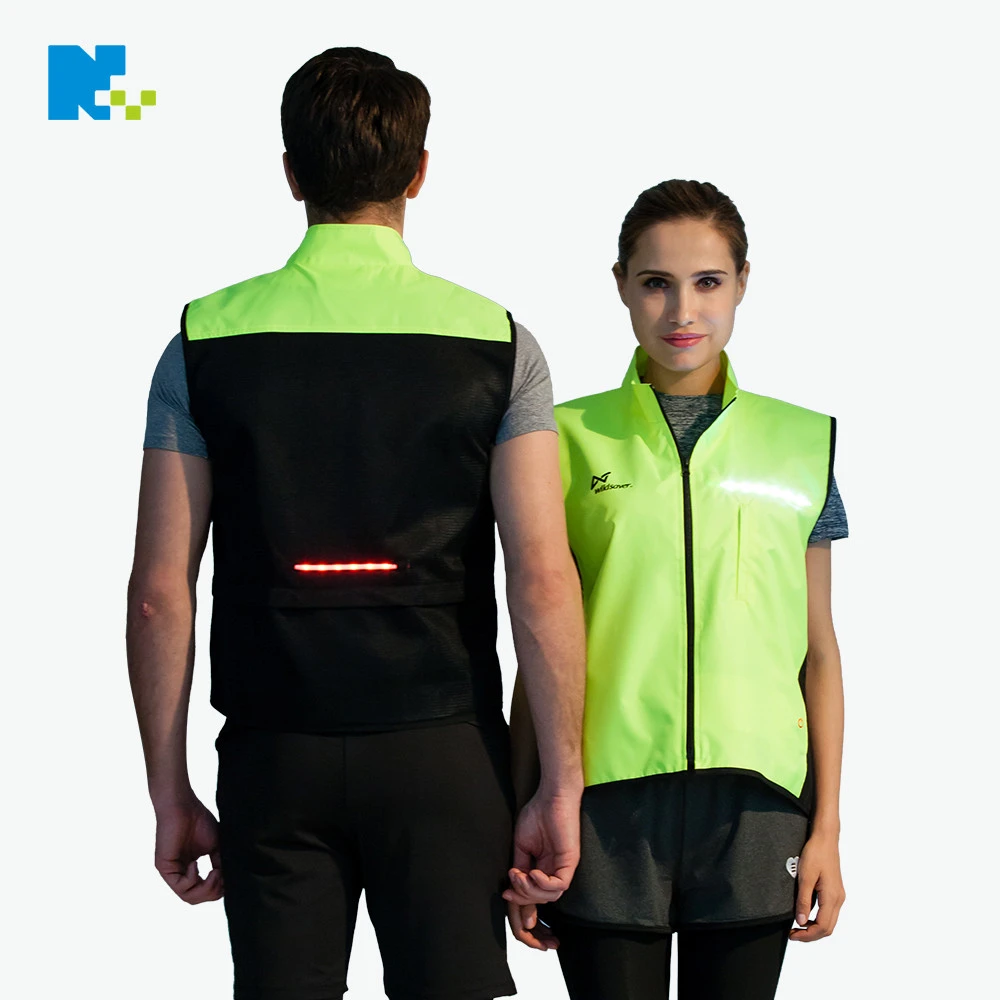 Sleeveless Hydration Unisex LED Mesh Jogging&running&biking&&cycling Reflective Safety Vest Tactical Weighted Green OEM Designs