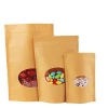 small back seal bag jagged style granules packaging customized brown kraft paper bags with window food packaging bag