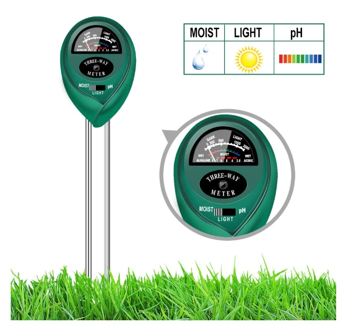 Soil PH Meter, 3-in-1 Soil Moisture/Light/pH Tester Gardening Tool Tester Kits for Garden Farm Lawn Planter, Indoor Outdoor Use