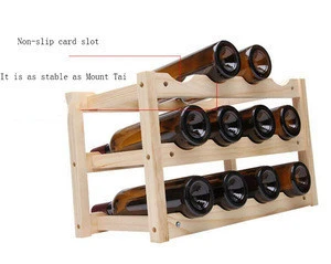 Solid  Shelves Stackable countertop  Wooden bamboo Wine Rack  holder