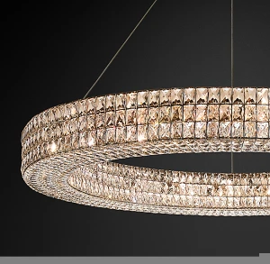 Spiridon Ring Chandelier 59"    American crystal chandelier living room dining room  R  H round lighting