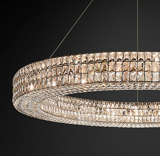 Spiridon Ring Chandelier 59"    American crystal chandelier living room dining room  R  H round lighting