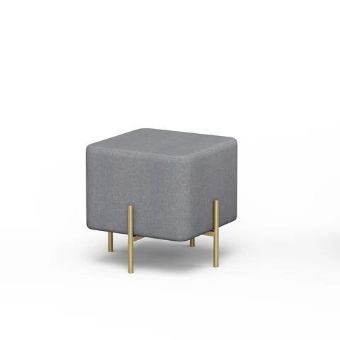 square seated storage cloth footstool Ottoman of velvet gold metal base