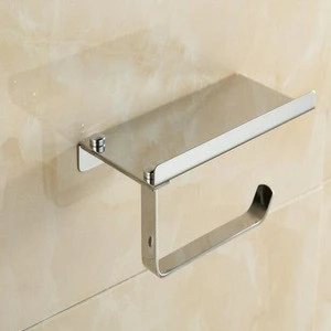 Stainless Steel Bathroom Fitting Toilet Paper Roll Holder With Shelf For Wall Mounting With Mobile Phone Holder