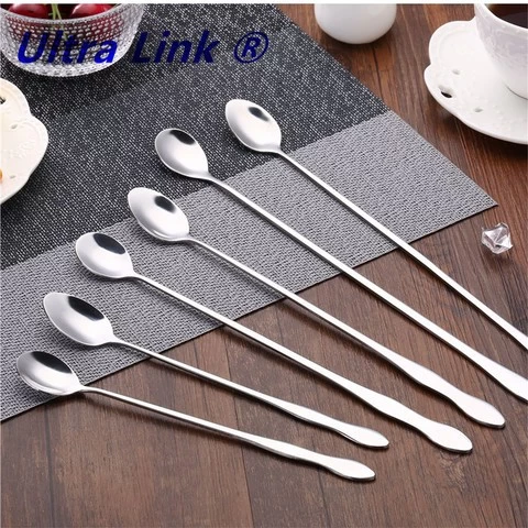 Stainless Steel Coffee Stirrer Spoon Set Latte Spoons Coffee adjustable measuring cups Teaspoon Set Long Handle Ice Cream Spoon