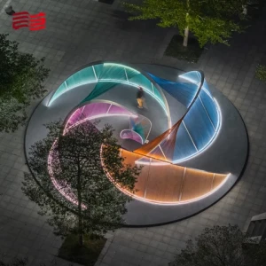 Stainless steel revolving structure light art installation interactive art installation Lighting art installation
