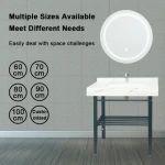 Stainless Steel Vanity Sintered Stone Countertop Ceramic Basin Bathroom Vanity Set With LED Lighted Smart Mirror