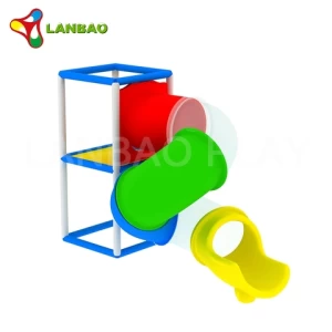 Standard Red Safety Play Structure Kindergarten Equipment With Tube Slide