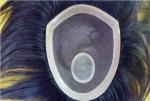 stock order, natural black pu top hand-tied men toupee 100% human hair