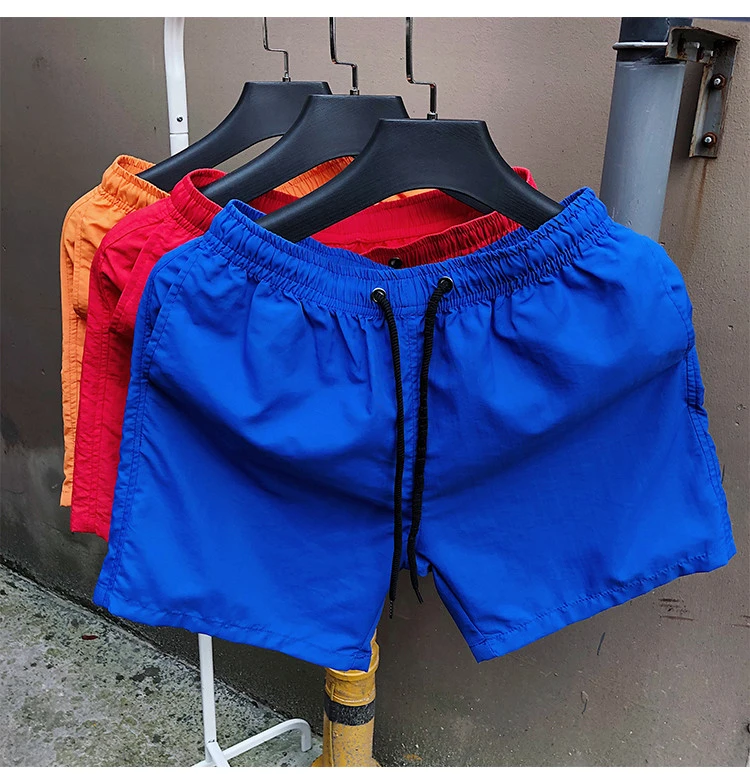summer fashion beach shorts custom solid colors drawstring men swim shorts