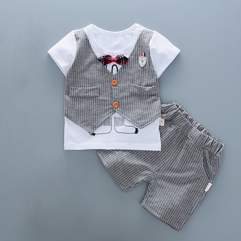 Summer New Boys Gentlemen suit Baby Apparel 1-3 years 2PCS Children&#x27;s Formal Occasion Clothing Kids Wedding Party Outfits