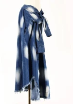 Summer new tie-dye hem fringe women skirt  tied waist irregular design ladies  long skirt loose fashion  skirt for girls