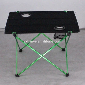 Tianye aluminum canvas portable foldable camping table with two cup holders