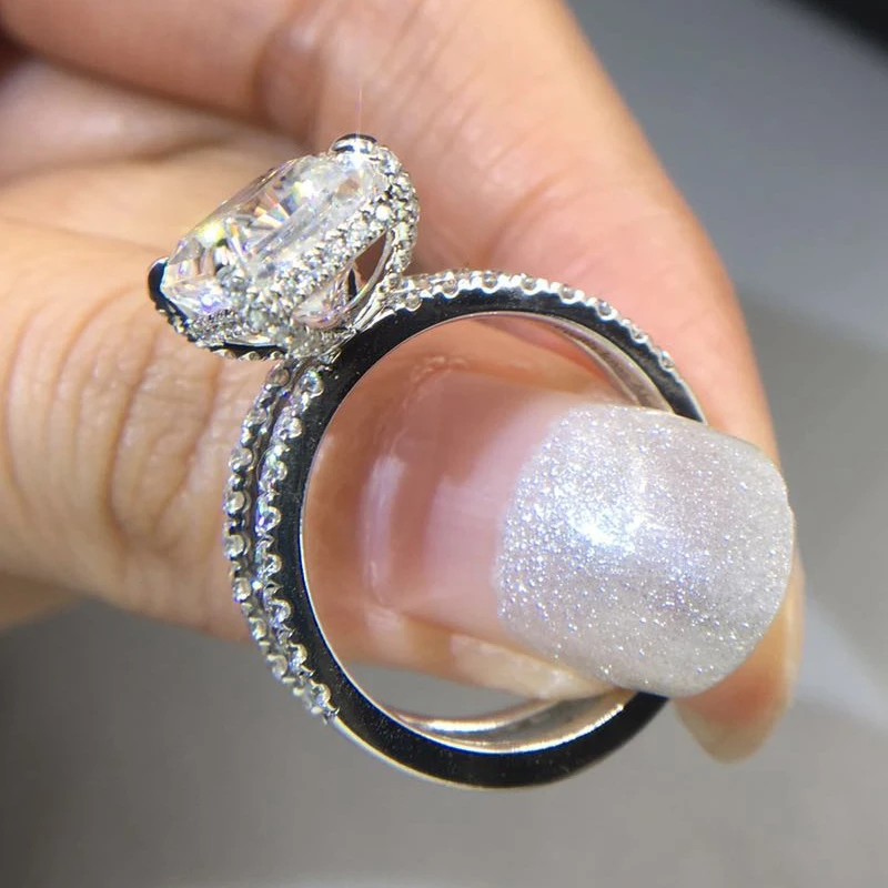 Tianyu gems Custom Moissanite Diamond Radiant Cut 7*9mm 14k white gold ring sets