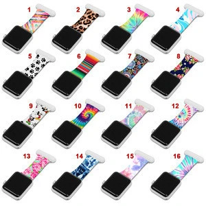 Tie dye printed color silicone watch FOB strap for apple watch band
