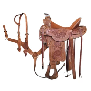 Tooled Western Saddle Set