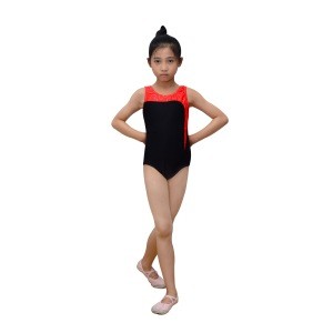 Top custom children stretch elastic dancewear sleeveless gymnastic clothing training leotard