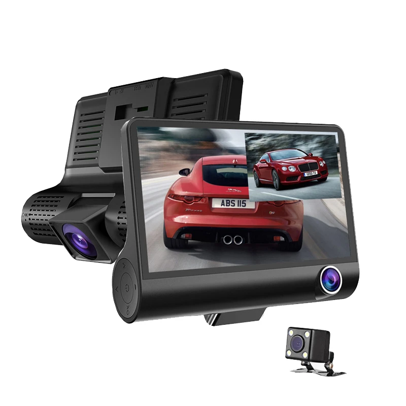 Top selling 4.0 inch car dash cam dual lens 1080P with 170 degree wide angle night vision car dvr black box with 3 camera