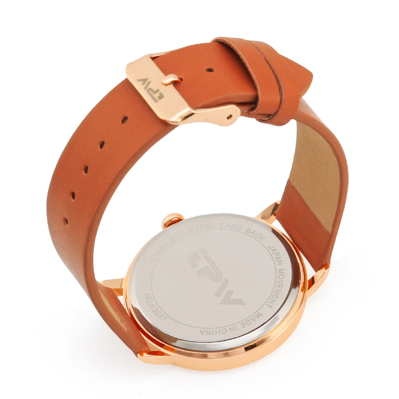 TPW brand New arrival wrist woman watch rose gold quartz stainless steel case back printed watch