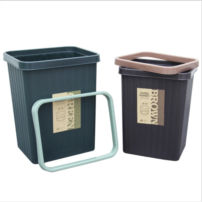 Trash Can Household Small Dustbin Waste Trash Bin Can Plastic without Cover Paper Basket Qunrong or Customized Logo Accetpted