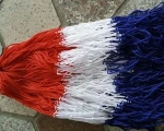 Tri-colored double knot basketball net
