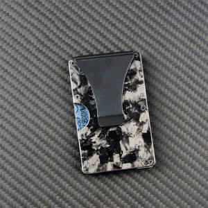 Ultra thin RFID Real Forged carbon fiber card wallet minimalist aluminum credit card holder with money clip