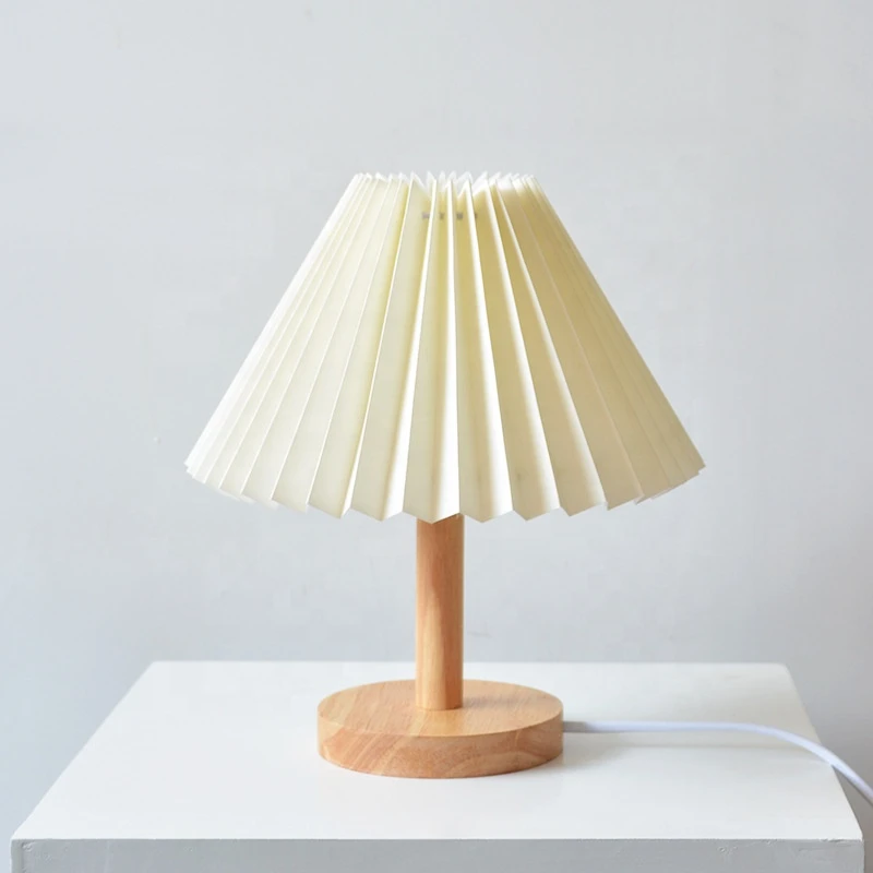Umbrella shaped design Table Lamp with wooden base