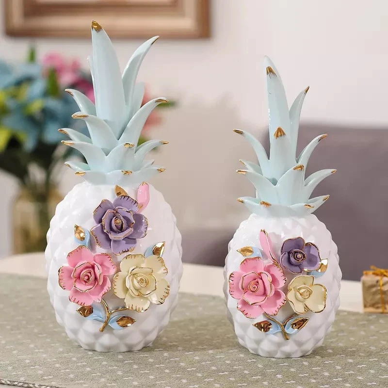 Unique Design pineapple ceramic ornament home decoration