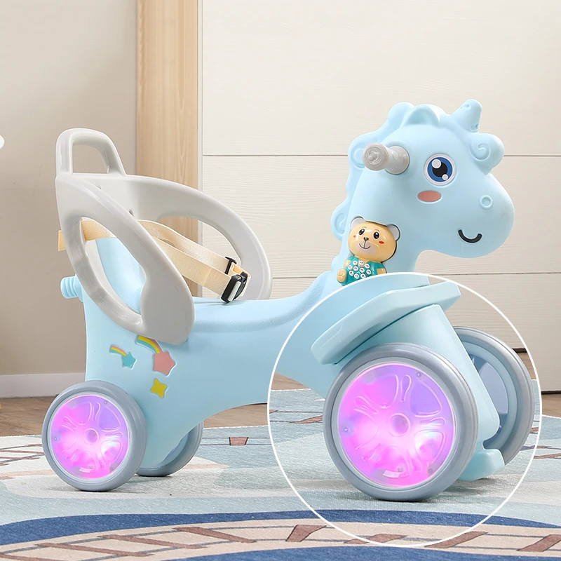 Updated multifunctional plastic kids toys 3 in 1baby animal unicorn rocking horse