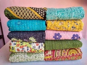 Vintage Kantha quilt Quality Hand Stitching Reversible Wholesale Lot Cotton Kantha Quilt /Blanket / Throw / Bohemian / Bedspread