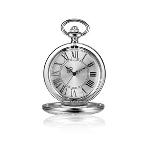 Vintage watch large face silver metal wholesale quartz movt stainless steel back japan movt pocket watch