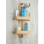 Import wall mounted self-draining strong adhesive bamboo double layer caddy hanging bathroom shower storage organizer rack shelf from China