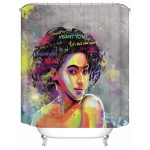 Waterproof Fabric Liner Covered Bathtub Bathroom Curtains 12 Hooks African Woman American Black Girl Print Shower Curtain