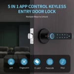 Waterproof Tuya Ttl Smart Electronic Lock Fingerprint Door Handle Digital Keyless Lock