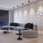 Wave Panel Gypsum Board Decorative Background Wall Plant Fiber Fireproof Empaistic Easy DIY Modern Graphic Design Hotel
