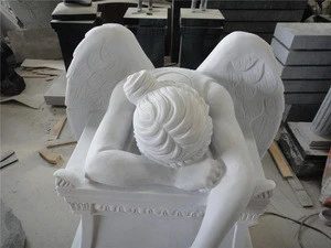 White marble funeral weeping angel tombstone and monument prices