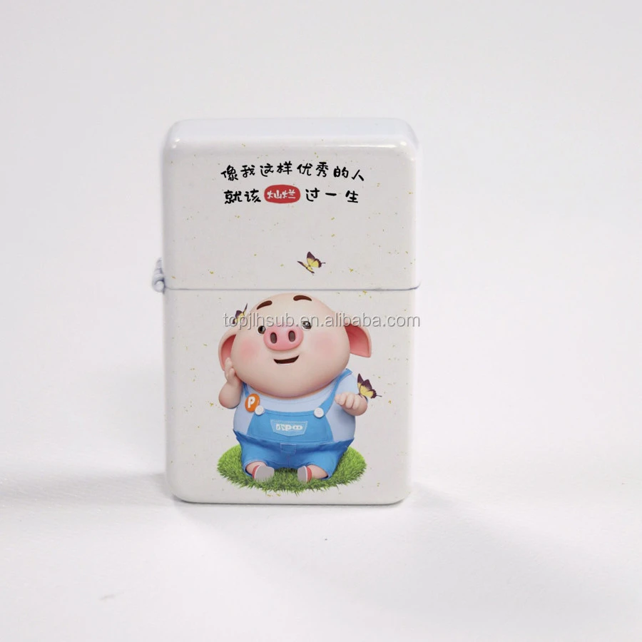 White metal blank sublimation oil lighter printing coated blank lighters heat press printing white lighter with logo