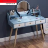 White Modern Concise 2 Drawer Rotation Removable Furniture Vanity Makeup Table Mirror Dressers