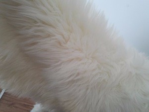 White natural colour long pile faux sheepskin rug fake fur with faux fur fabric