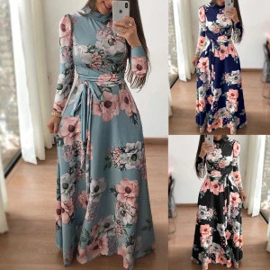 Wholesale 2018 fashion sexy ladies O-neck long sleeve Women Dresses (C183010)