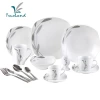 Wholesale 84pcs ceramic plate dinner set tableware sets with stainless steel cutlery set