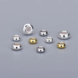 Wholesale 925 Sterling Silver Tire Shape Rubber Spacer Stopper Beads Jewelry Accessories DIY Bracelet End Beads Gold Plated