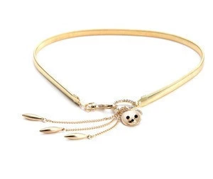 Wholesale Belt Fashion Accessories Gold Waist Chain Diamond Crystal Bear Studded Belts For Ladies